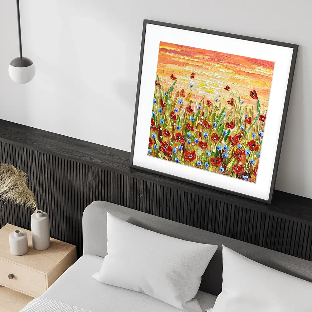 Poppies At Sunset Square Framed Art Print Poppies At Sunset Square Framed Art Print wall art product Olga Tkachyk