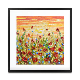 Poppies At Sunset Square Framed Art Print Poppies At Sunset Square Framed Art Print wall art product Olga Tkachyk