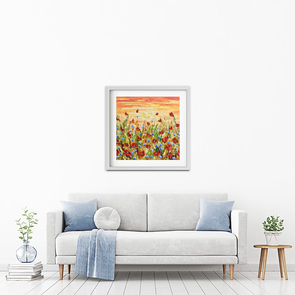 Poppies At Sunset Square Framed Art Print wall art product Olga Tkachyk