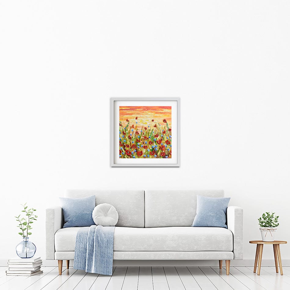 Poppies At Sunset Square Framed Art Print wall art product Olga Tkachyk