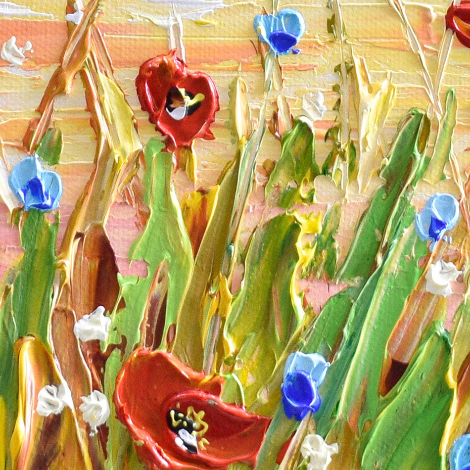 Poppies At Sunset Square Framed Art Print wall art product Olga Tkachyk