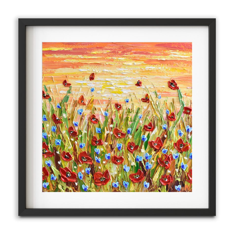 Poppies At Sunset Square Framed Art Print wall art product Olga Tkachyk