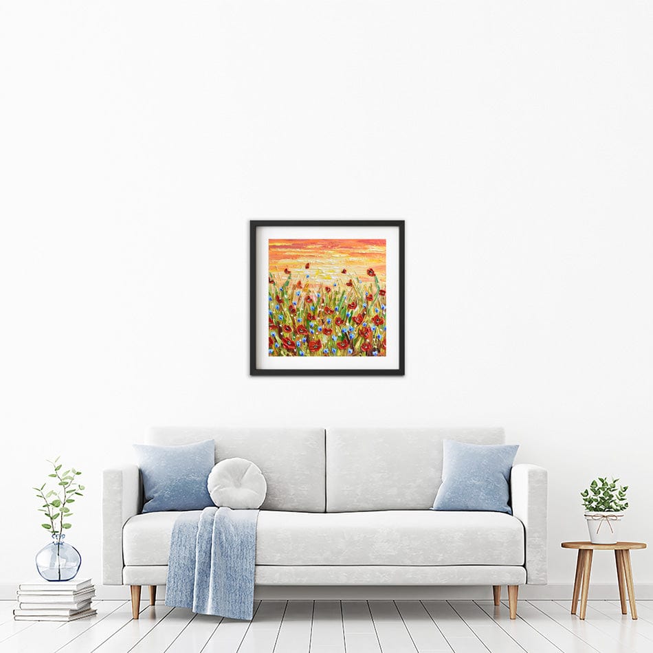 Poppies At Sunset Square Framed Art Print wall art product Olga Tkachyk