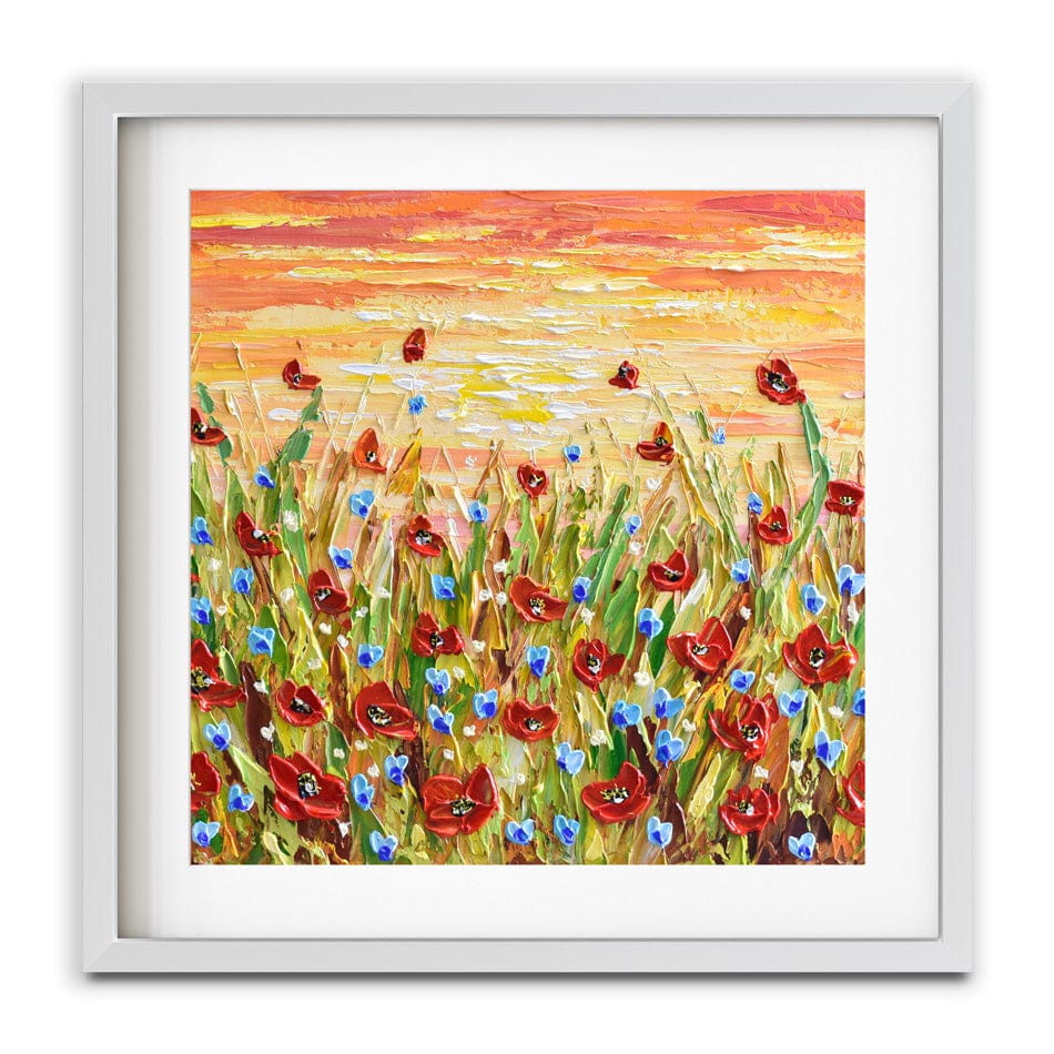 Poppies At Sunset Square Framed Art Print wall art product Olga Tkachyk