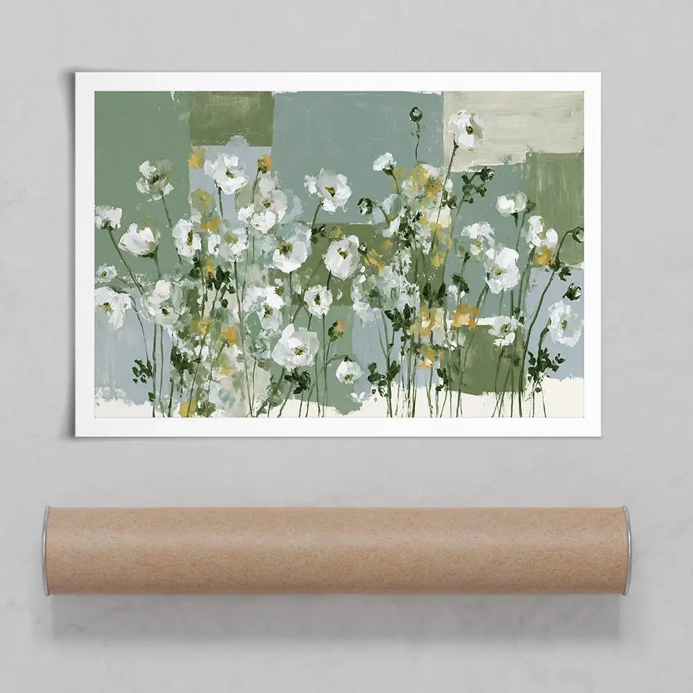 Poppies On Green Blocks Art Print Poppies On Green Blocks Art Print wall art product Chromatic Storm Studio