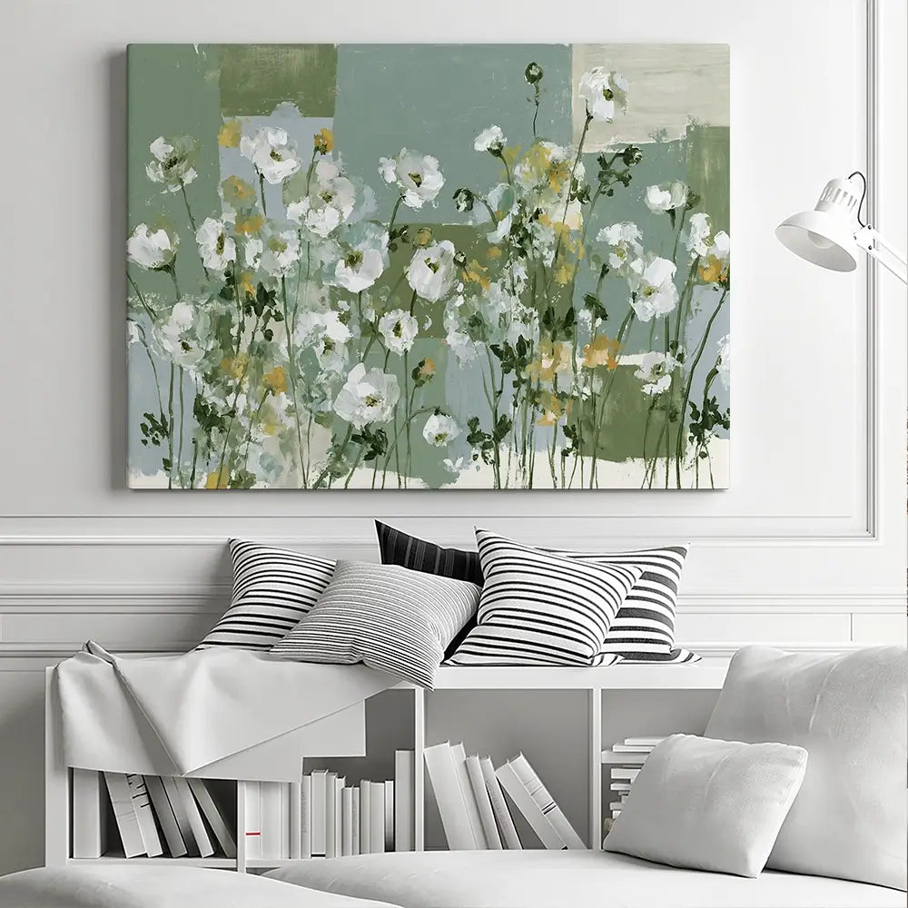 Poppies On Green Blocks Canvas Print Poppies On Green Blocks Canvas Print wall art product Chromatic Storm Studio