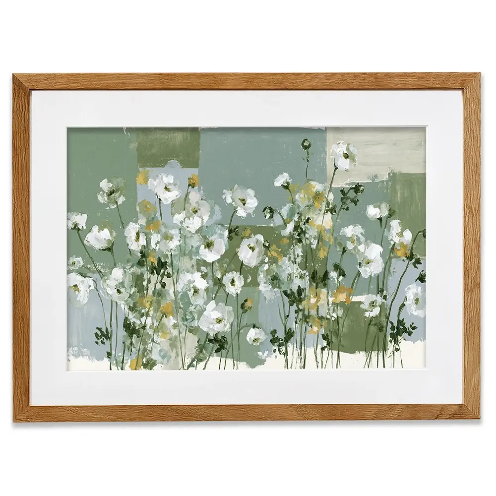 Poppies On Green Blocks Framed Art Print Poppies On Green Blocks Framed Art Print wall art product Chromatic Storm Studio