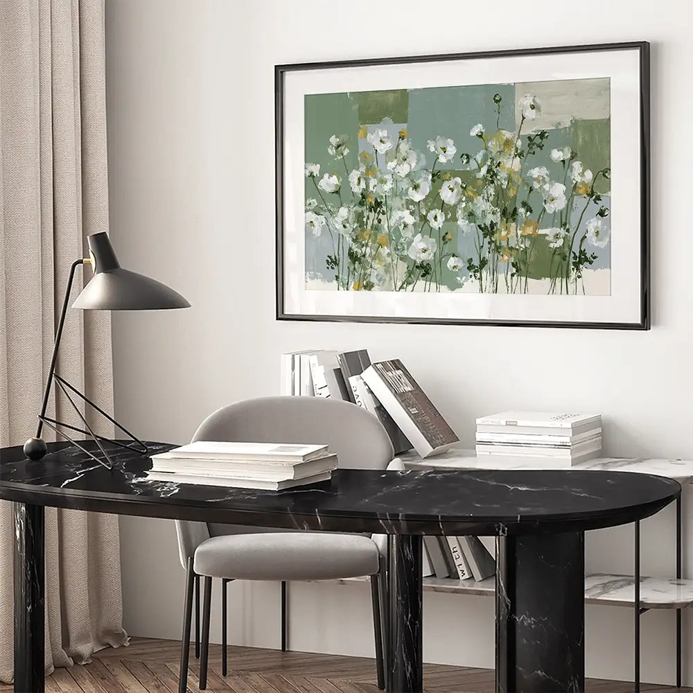 Poppies On Green Blocks Framed Art Print Poppies On Green Blocks Framed Art Print wall art product Chromatic Storm Studio