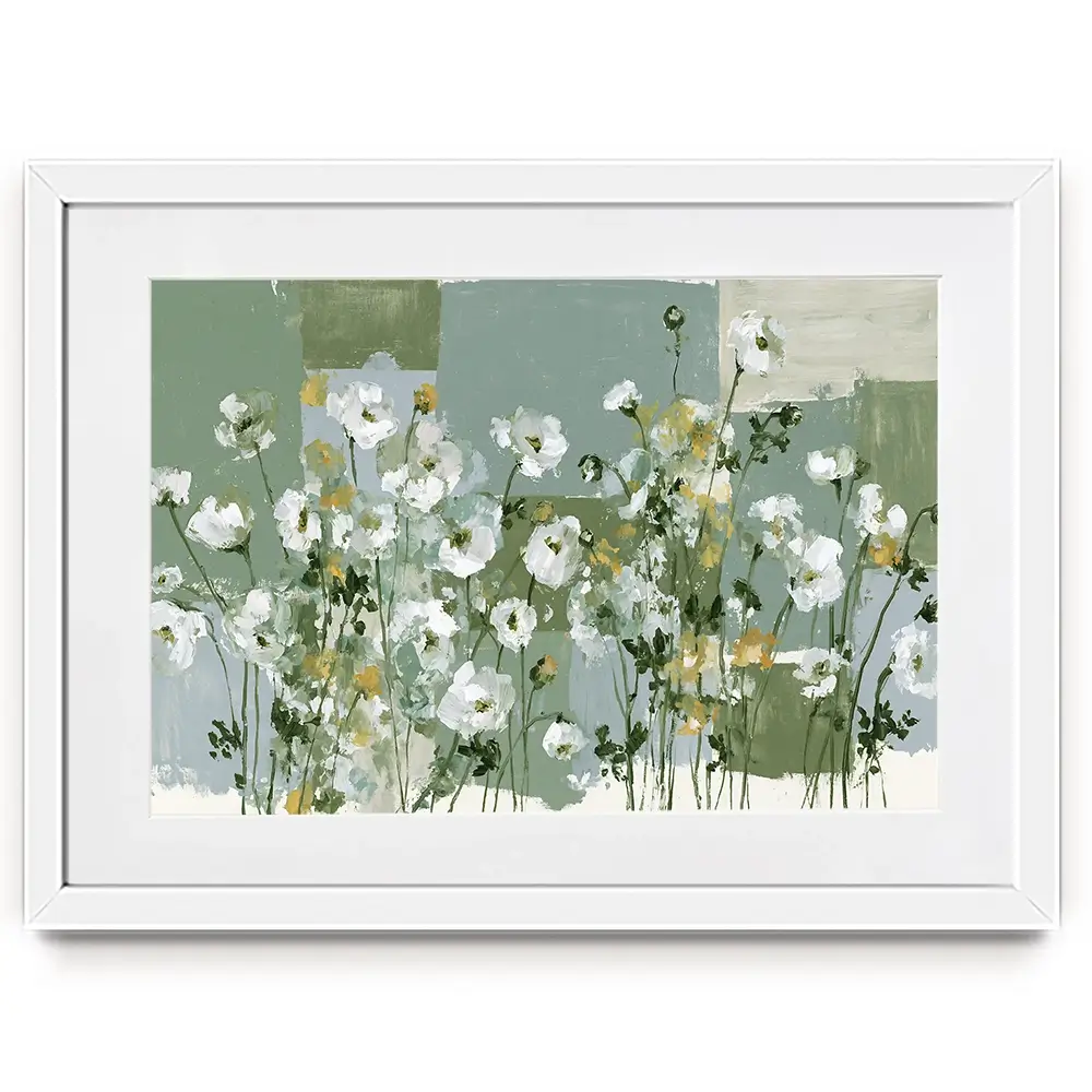 Poppies On Green Blocks Framed Art Print Poppies On Green Blocks Framed Art Print wall art product Chromatic Storm Studio