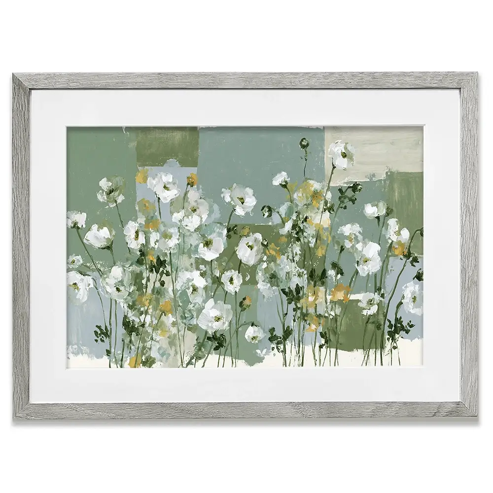 Poppies On Green Blocks Framed Art Print Poppies On Green Blocks Framed Art Print wall art product Chromatic Storm Studio