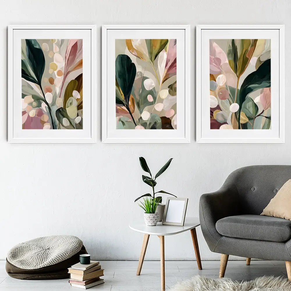 Popping Botanicals Framed Art Print Trio Popping Botanicals Framed Art Print Trio wall art product IAmHomeStudio