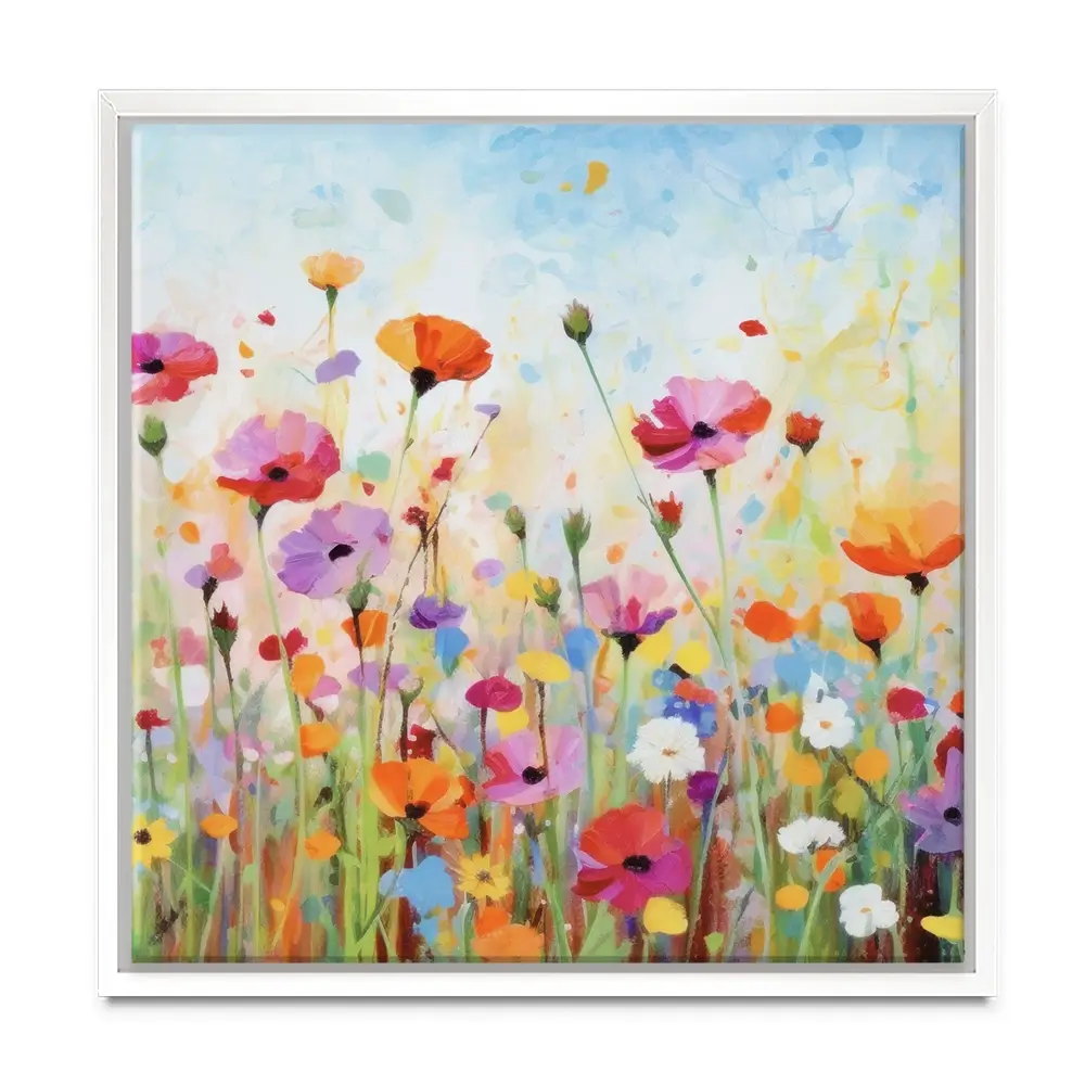 Popping Poppies Square Canvas Print Popping Poppies Square Canvas Print wall art product Art Print Shop