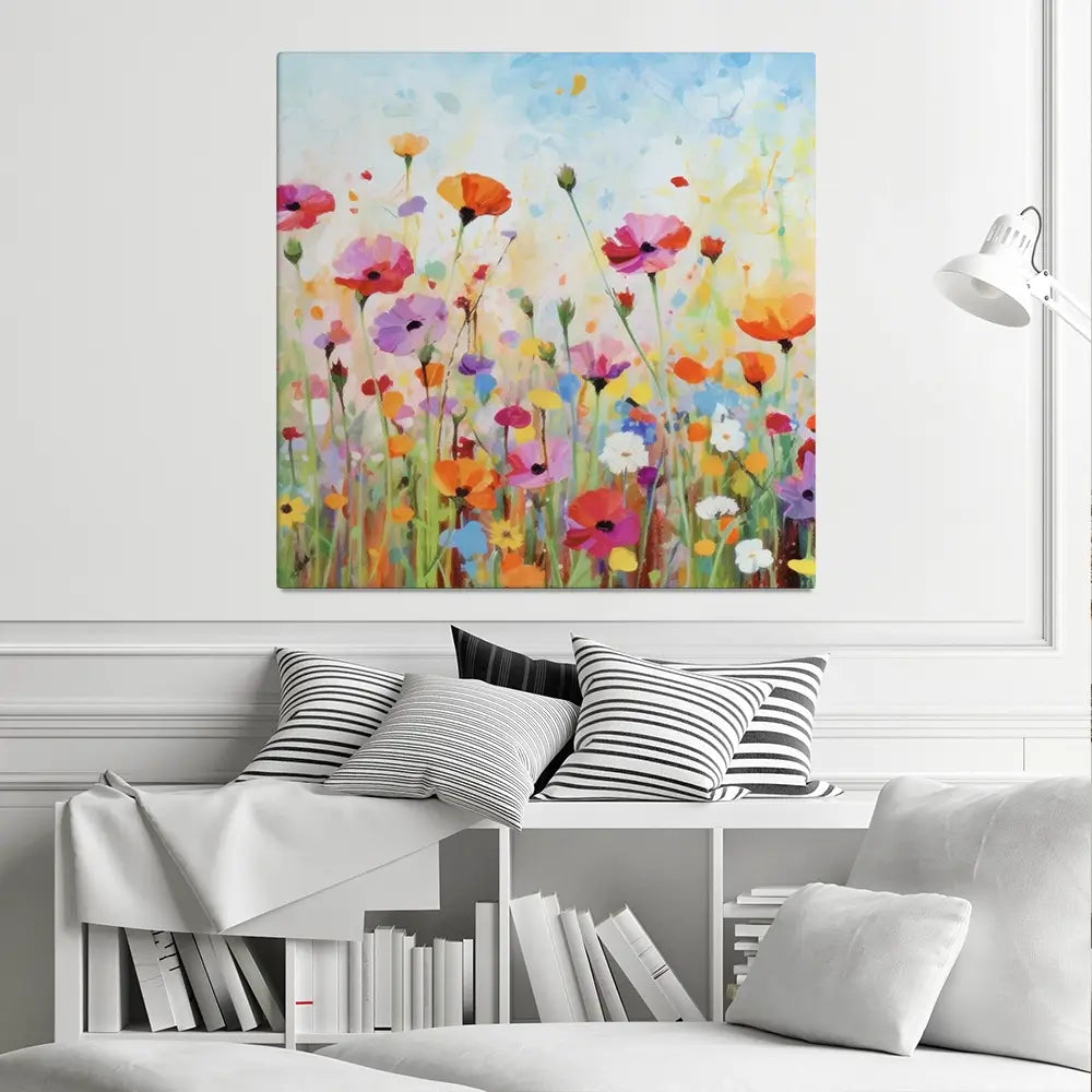 Popping Poppies Square Canvas Print Popping Poppies Square Canvas Print wall art product Art Print Shop