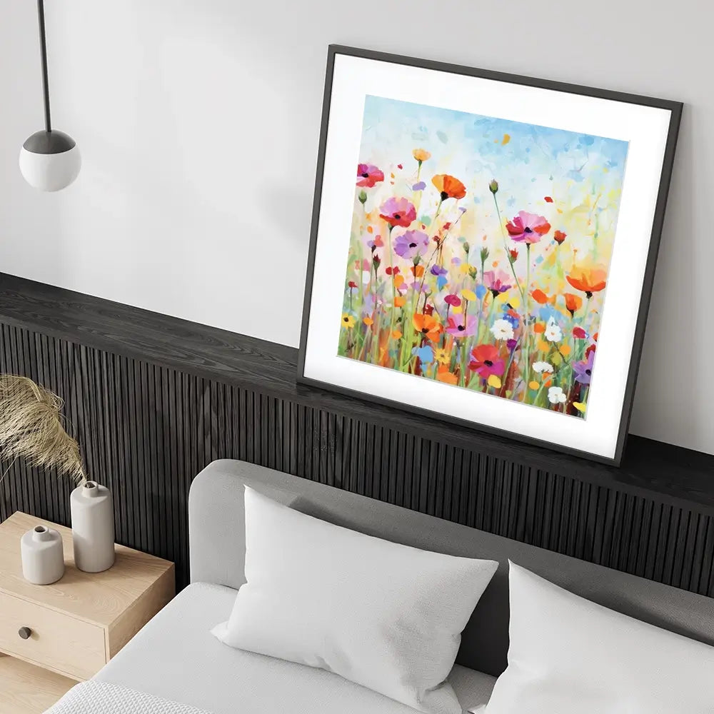 Popping Poppies Square Framed Art Print Popping Poppies Square Framed Art Print wall art product Art Print Shop