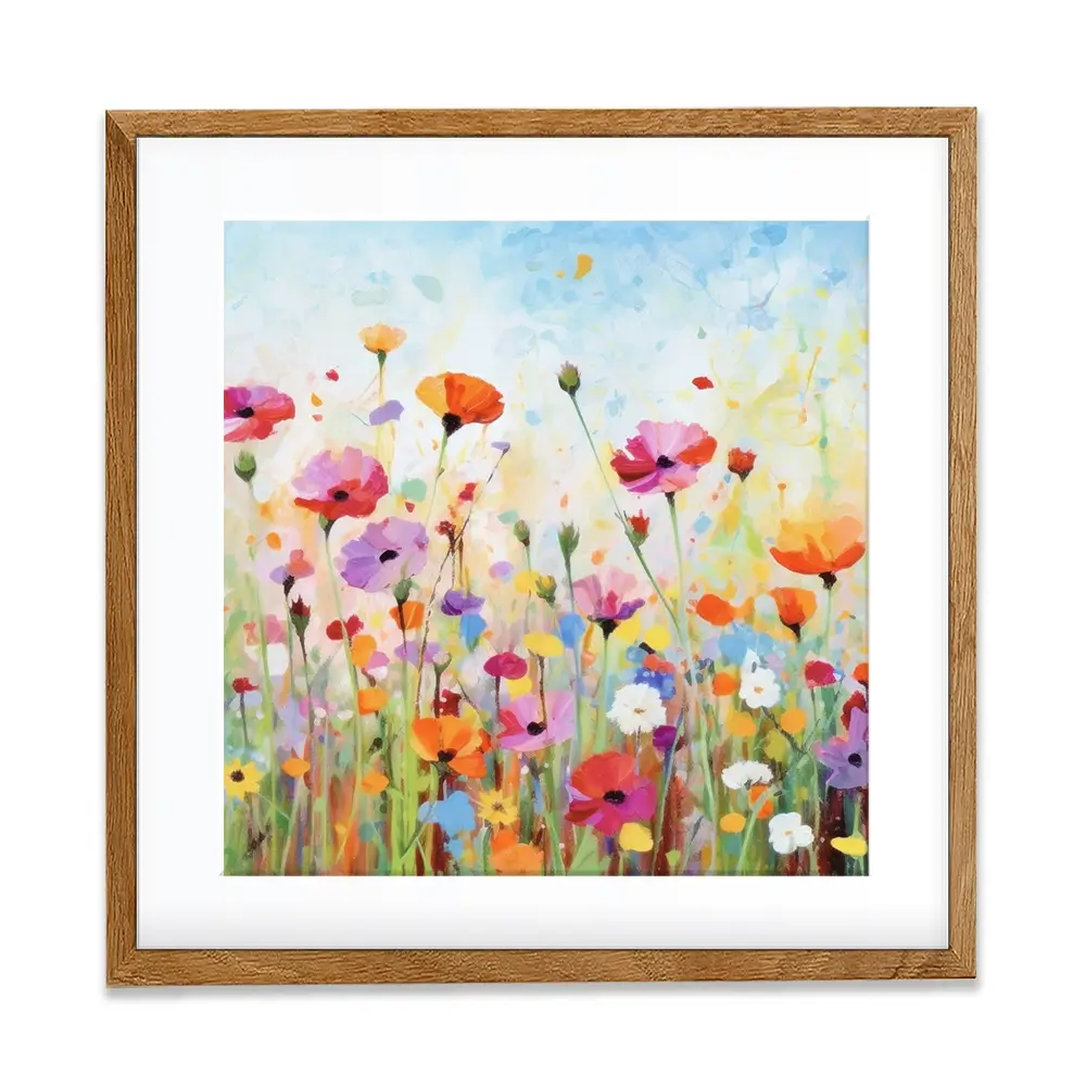 Popping Poppies Square Framed Art Print Popping Poppies Square Framed Art Print wall art product Art Print Shop