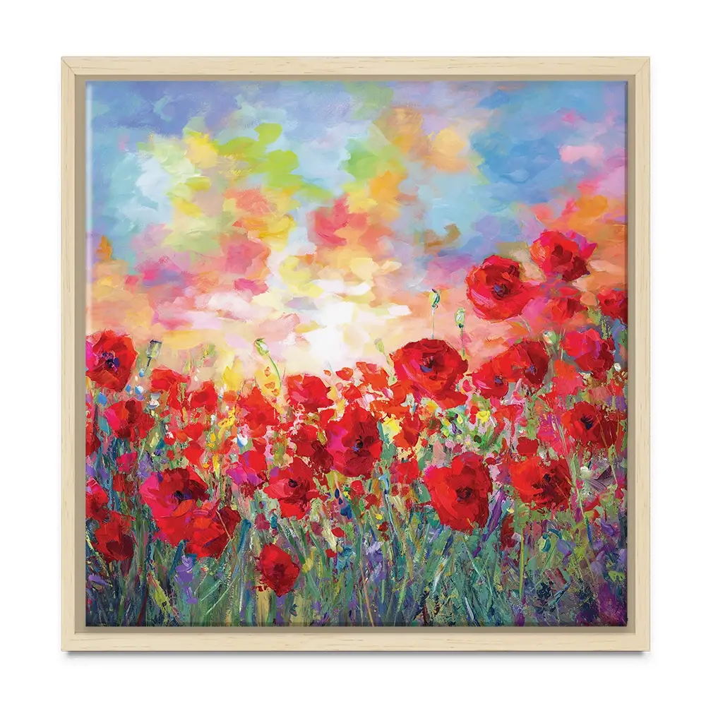 Poppy Flower Field Square Canvas Print Poppy Flower Field Square Canvas Print wall art product Leon Devenice