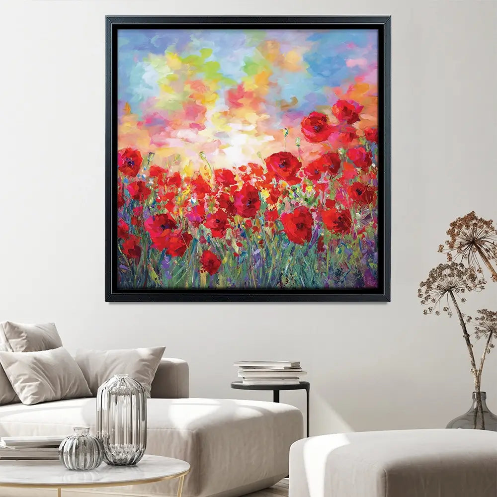 Poppy Flower Field Square Canvas Print Poppy Flower Field Square Canvas Print wall art product Leon Devenice