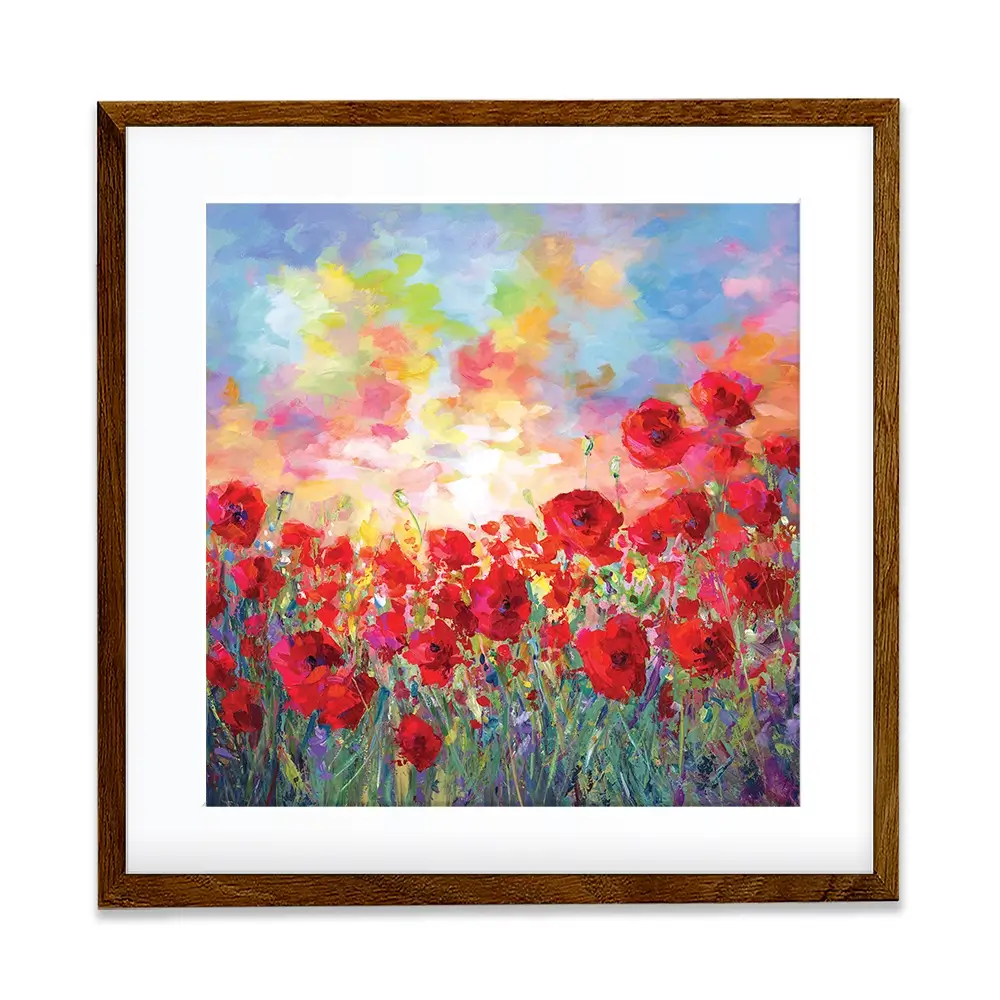 Poppy Flower Field Square Framed Art Print Poppy Flower Field Square Framed Art Print wall art product Leon Devenice