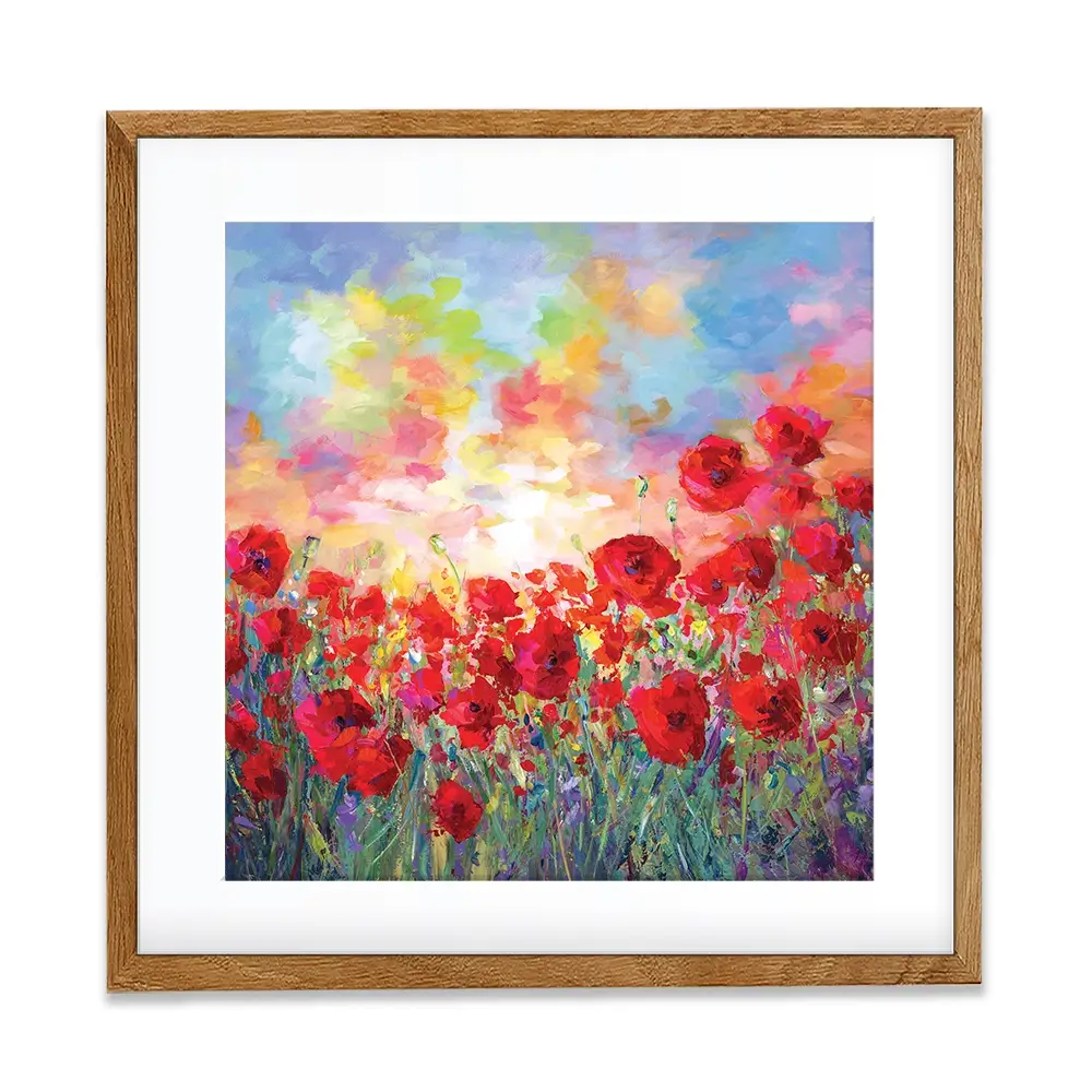 Poppy Flower Field Square Framed Art Print Poppy Flower Field Square Framed Art Print wall art product Leon Devenice