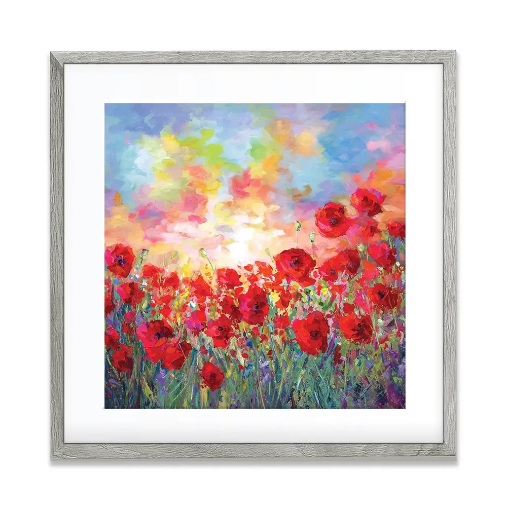Poppy Flower Field Square Framed Art Print Poppy Flower Field Square Framed Art Print wall art product Leon Devenice