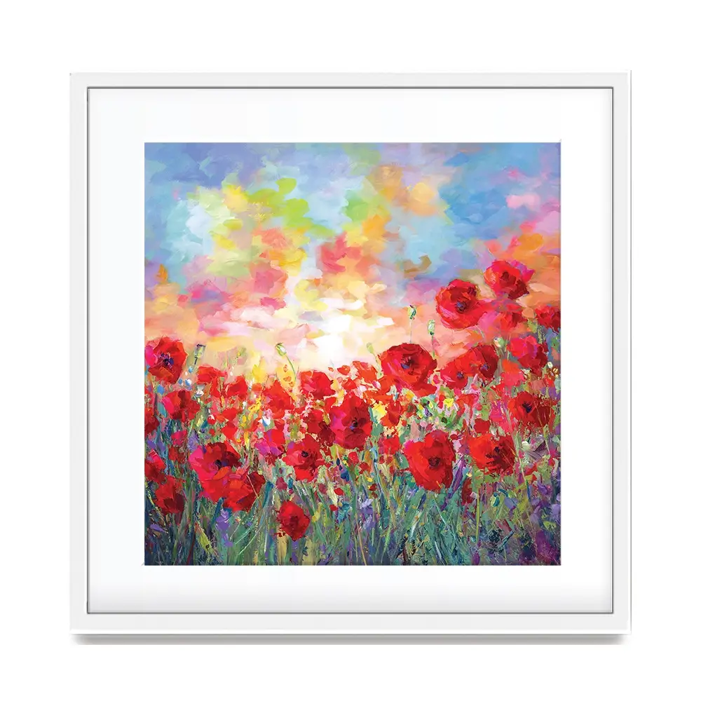 Poppy Flower Field Square Framed Art Print Poppy Flower Field Square Framed Art Print wall art product Leon Devenice