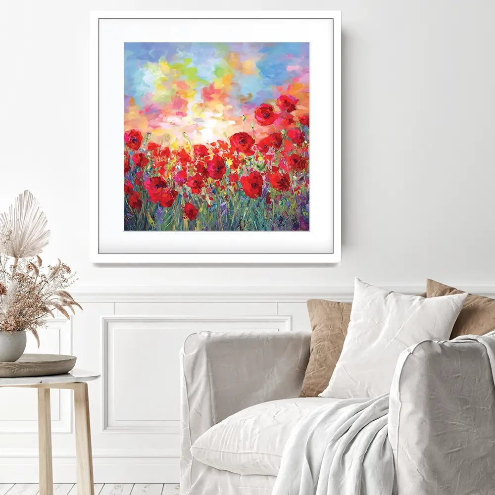 Poppy Flower Field Square Framed Art Print Poppy Flower Field Square Framed Art Print wall art product Leon Devenice