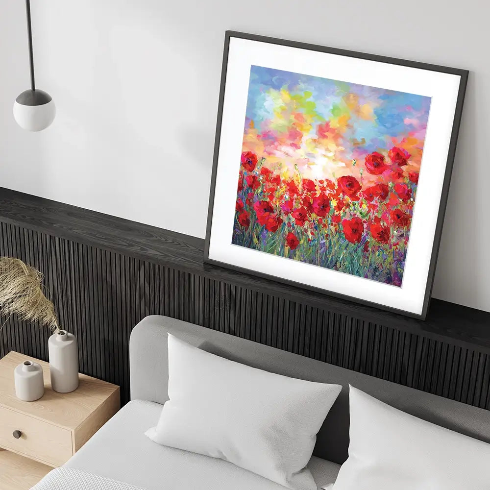 Poppy Flower Field Square Framed Art Print Poppy Flower Field Square Framed Art Print wall art product Leon Devenice