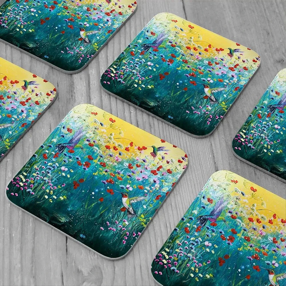 Pretty Birds And Pretty Flowers Coaster Set Pretty Birds And Pretty Flowers Coaster Set wall art product Laure Bury