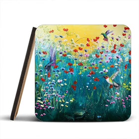 Pretty Birds And Pretty Flowers Coaster Set Pretty Birds And Pretty Flowers Coaster Set wall art product Laure Bury