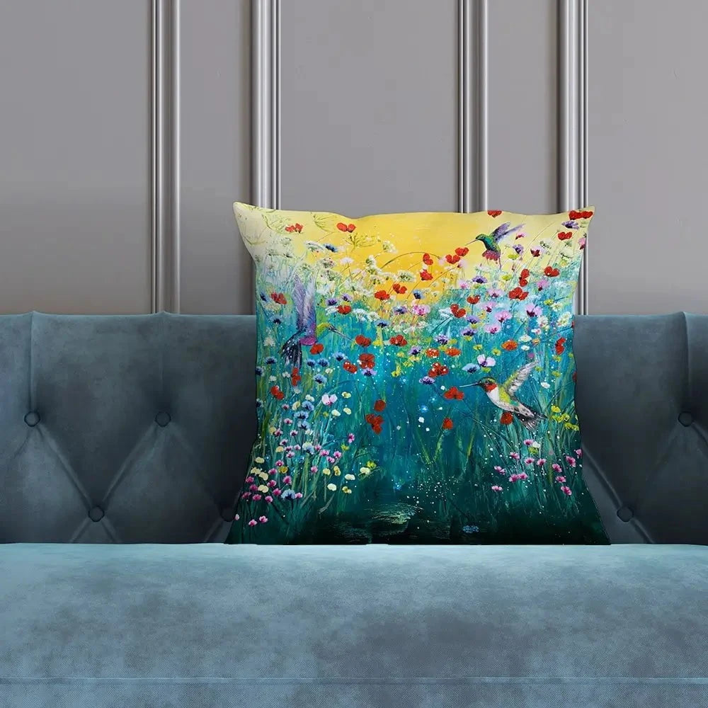 Pretty Birds And Pretty Flowers Cushion Pretty Birds And Pretty Flowers Cushion wall art product Laure Bury