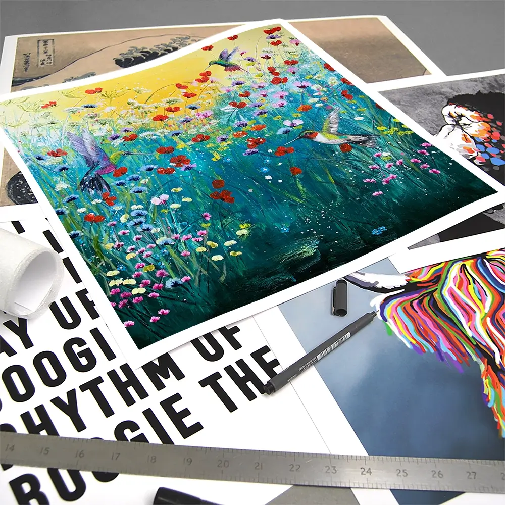 Pretty Birds And Pretty Flowers Square Art Print Pretty Birds And Pretty Flowers Square Art Print wall art product Laure Bury