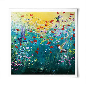 Pretty Birds And Pretty Flowers Square Art Print Pretty Birds And Pretty Flowers Square Art Print wall art product Laure Bury