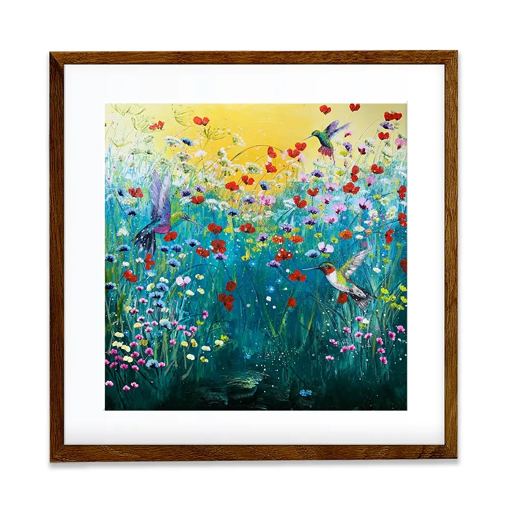 Pretty Birds And Pretty Flowers Square Framed Art Print Pretty Birds And Pretty Flowers Square Framed Art Print wall art product Laure Bury