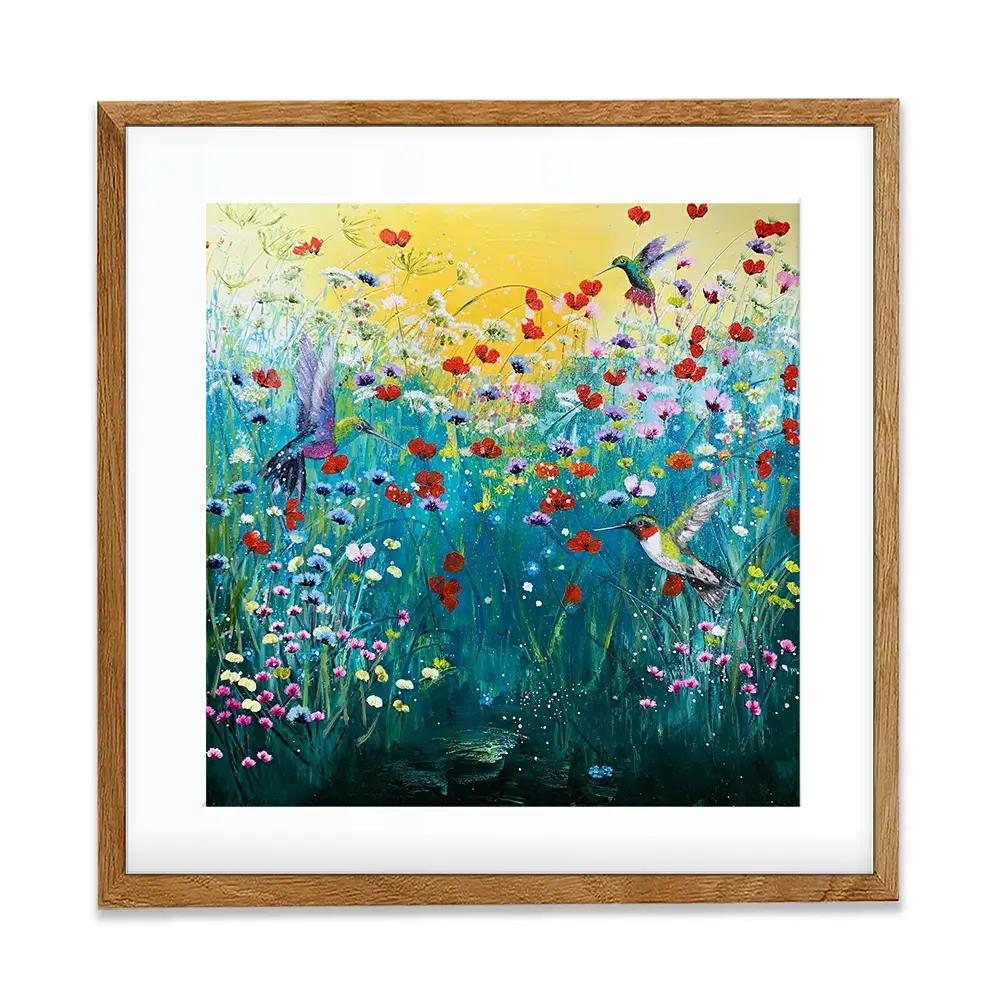 Pretty Birds And Pretty Flowers Square Framed Art Print Pretty Birds And Pretty Flowers Square Framed Art Print wall art product Laure Bury
