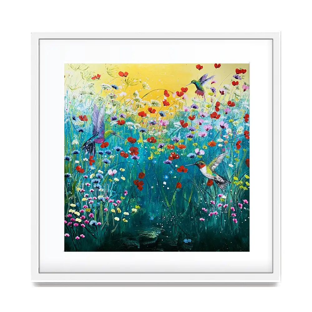 Pretty Birds And Pretty Flowers Square Framed Art Print Pretty Birds And Pretty Flowers Square Framed Art Print wall art product Laure Bury