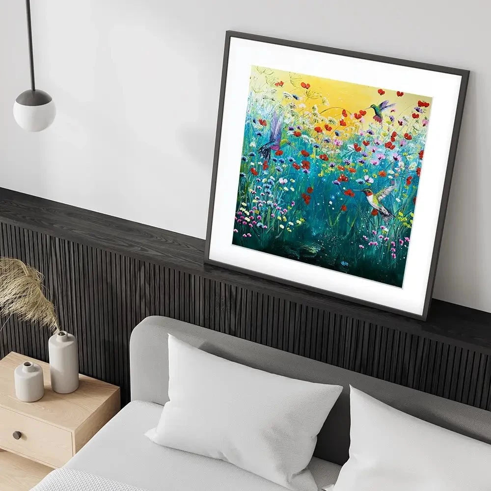 Pretty Birds And Pretty Flowers Square Framed Art Print Pretty Birds And Pretty Flowers Square Framed Art Print wall art product Laure Bury