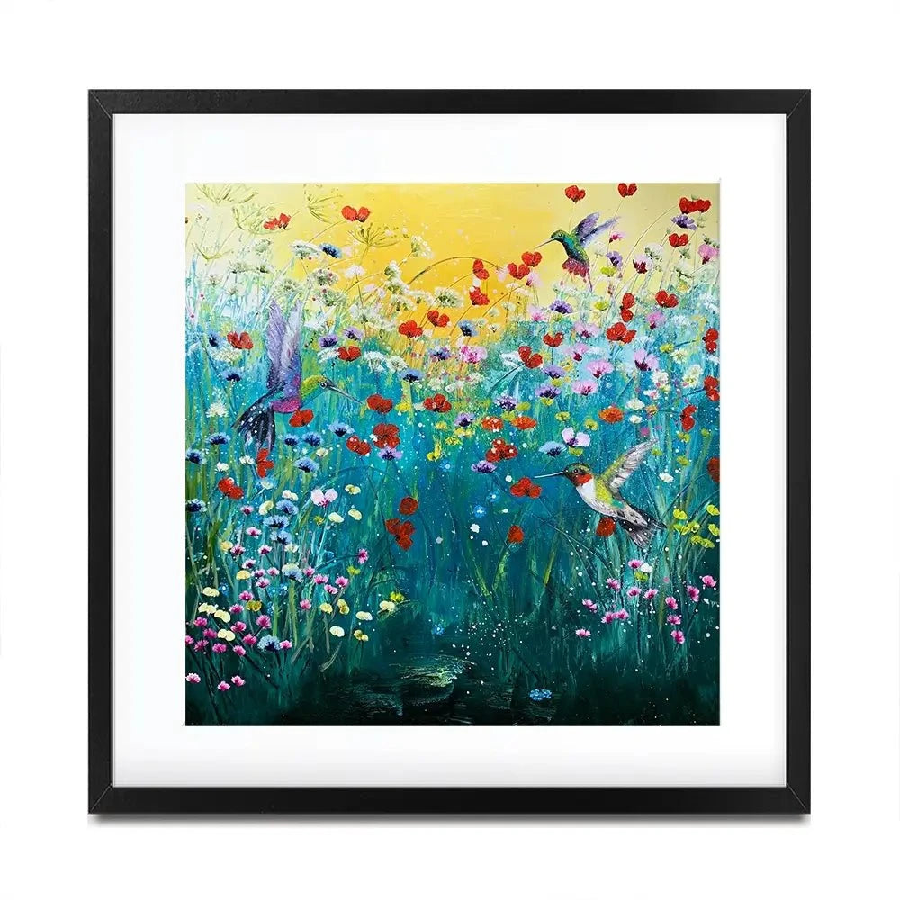 Pretty Birds And Pretty Flowers Square Framed Art Print Pretty Birds And Pretty Flowers Square Framed Art Print wall art product Laure Bury