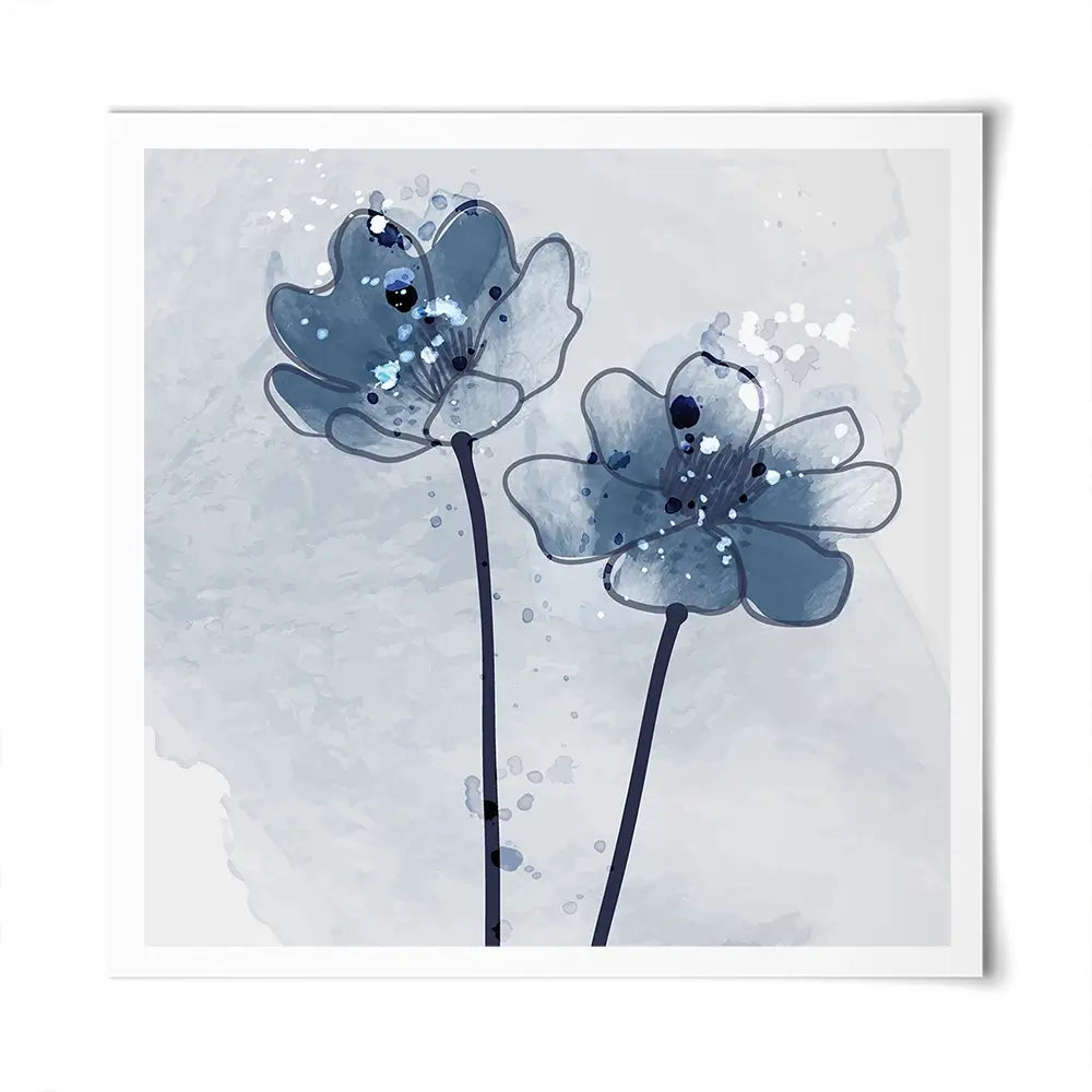 Pretty Blue Flowers Square Art Print Pretty Blue Flowers Square Art Print wall art product Art Print Shop