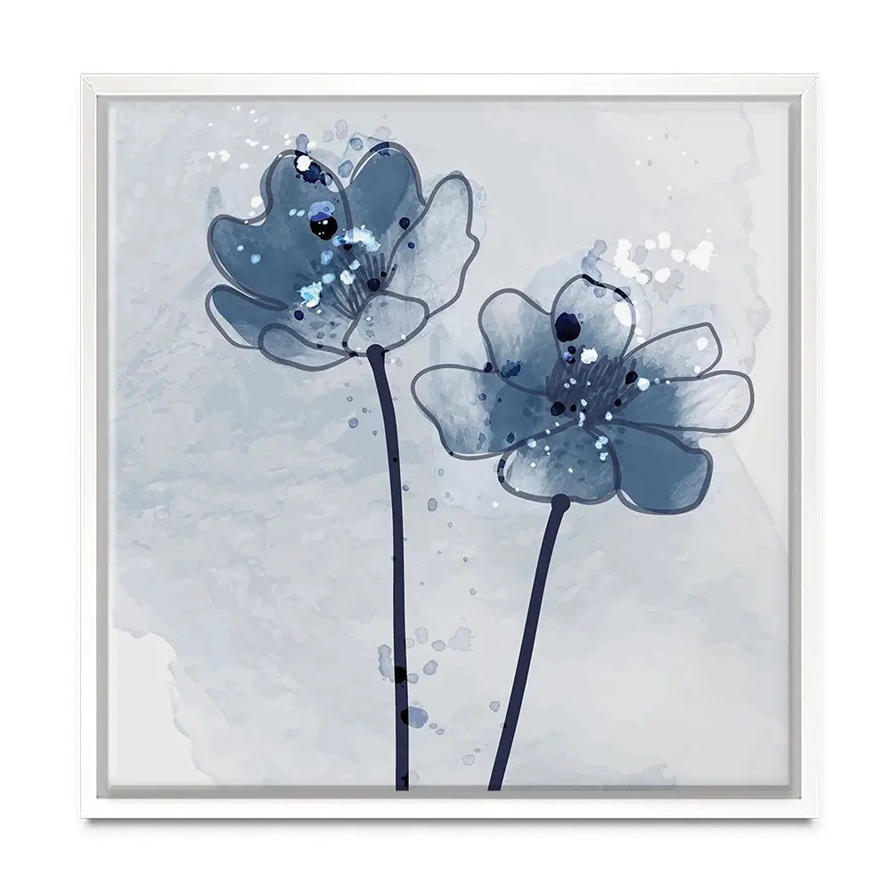 Pretty Blue Flowers Square Canvas Print Pretty Blue Flowers Square Canvas Print wall art product Art Print Shop