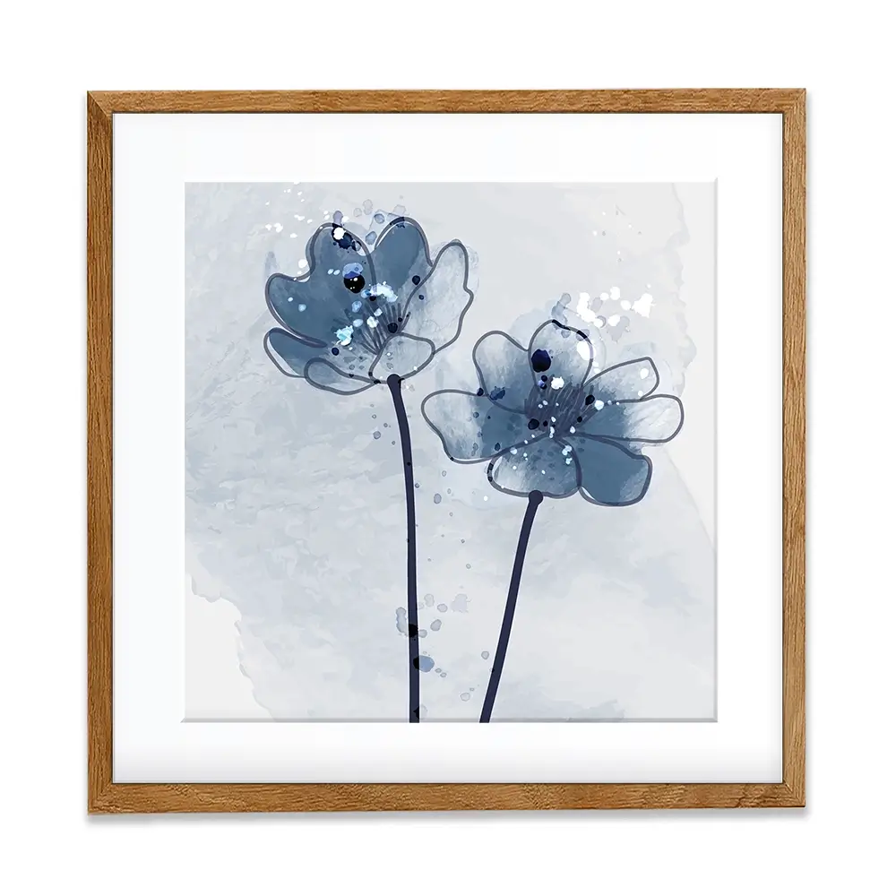 Pretty Blue Flowers Square Framed Art Print Pretty Blue Flowers Square Framed Art Print wall art product Art Print Shop