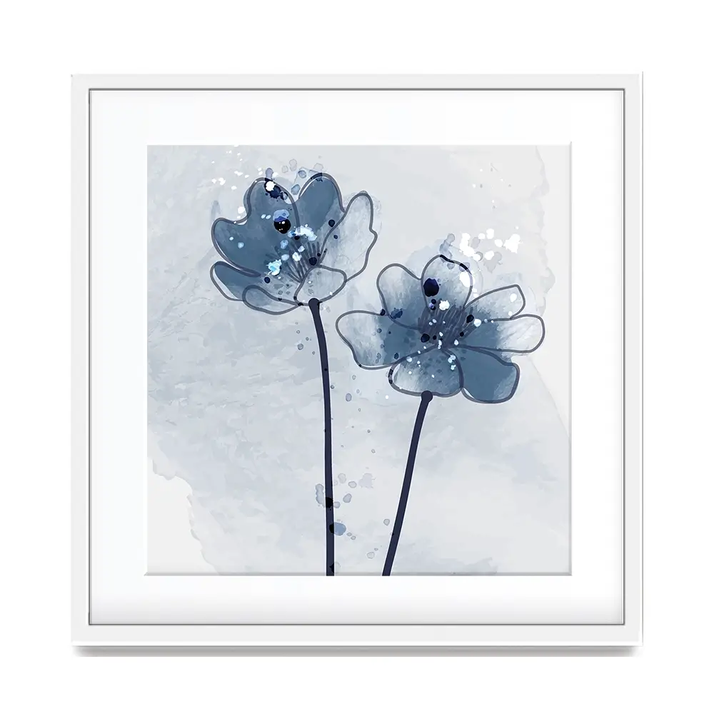 Pretty Blue Flowers Square Framed Art Print Pretty Blue Flowers Square Framed Art Print wall art product Art Print Shop