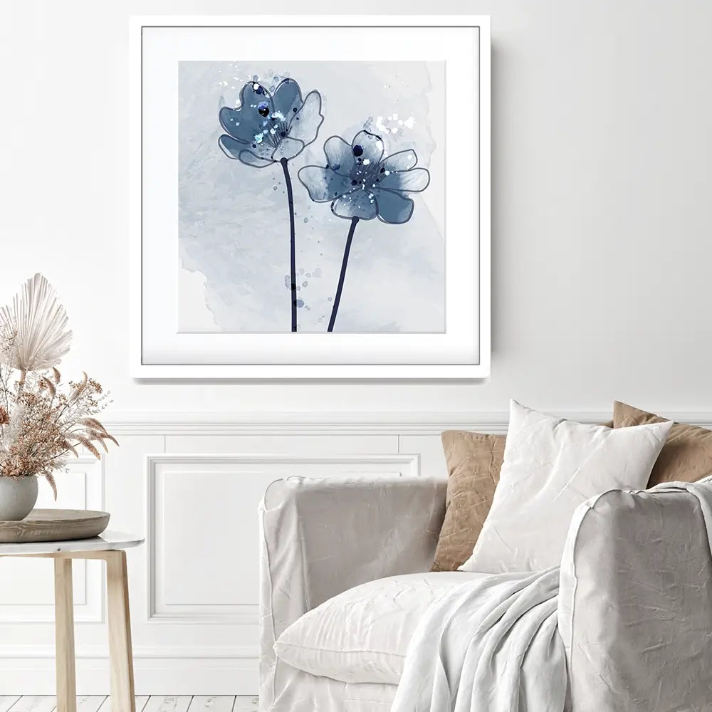 Pretty Blue Flowers Square Framed Art Print Pretty Blue Flowers Square Framed Art Print wall art product Art Print Shop