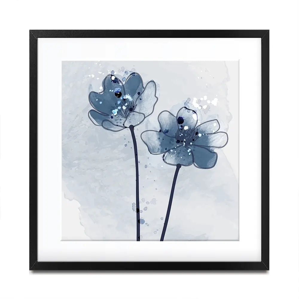 Pretty Blue Flowers Square Framed Art Print Pretty Blue Flowers Square Framed Art Print wall art product Art Print Shop