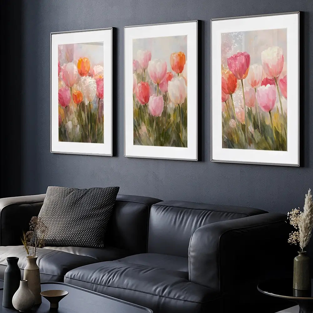 Pretty Tulips Framed Art Print Trio Pretty Tulips Framed Art Print Trio wall art product IAmHomeStudio