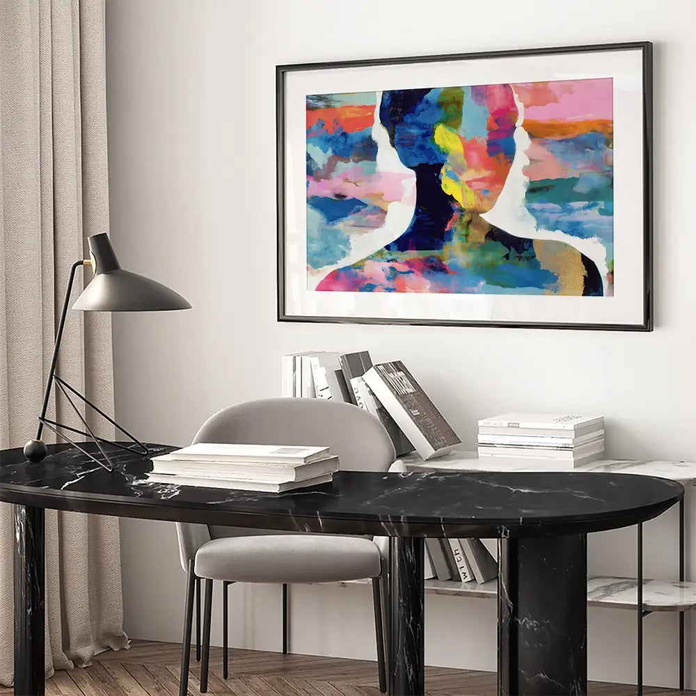 Profile Silhouettes In Colour Framed Art Print Profile Silhouettes In Colour Framed Art Print wall art product Chromatic Storm Studio