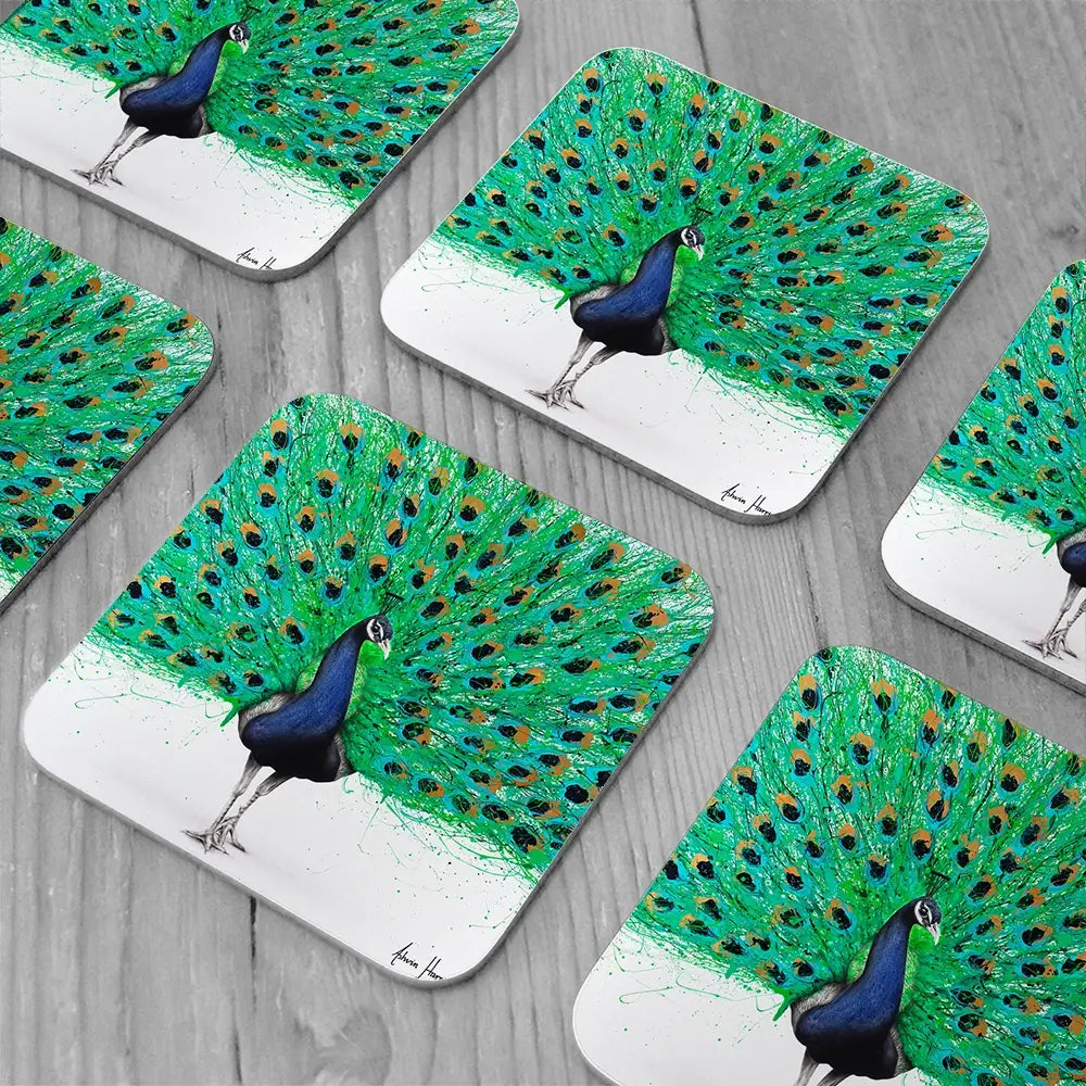 Proud Peacock Coaster Set Rainbow Soul Tree Coaster Set | Rainbow Soul Tree Art Coasters wall art product Ashvin Harrison