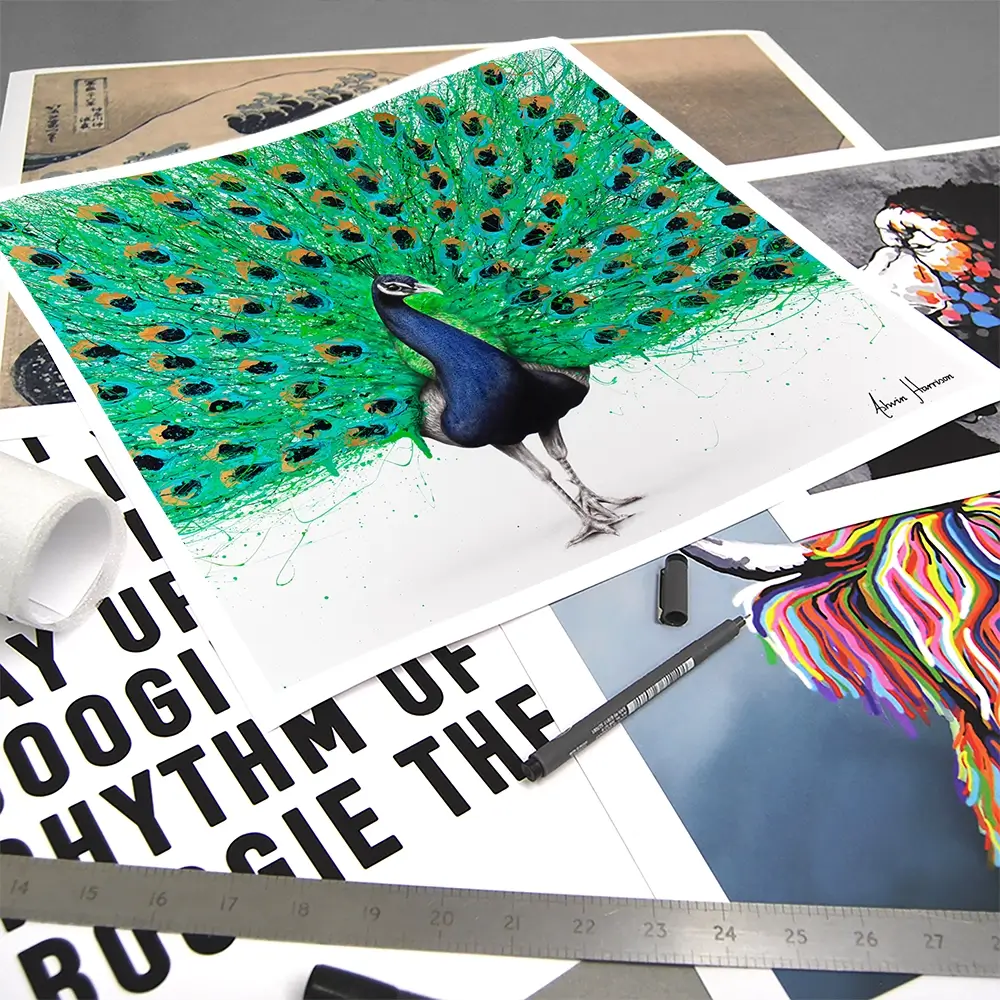 Proud Peacock Square Art Print Proud Peacock Square Art Print wall art product Ashvin Harrison