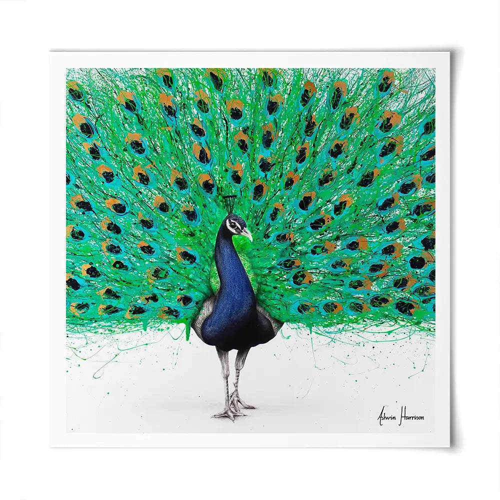Proud Peacock Square Art Print Proud Peacock Square Art Print wall art product Ashvin Harrison