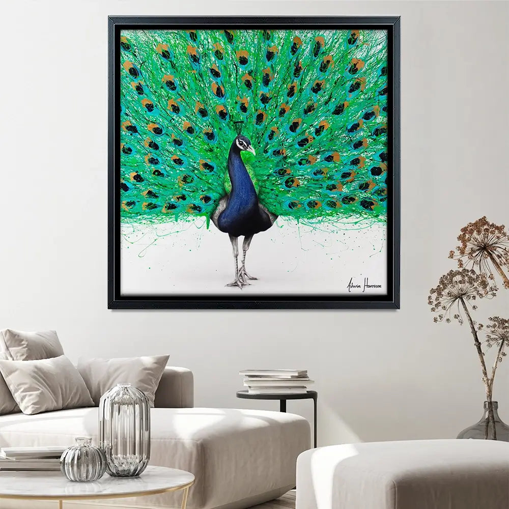 Proud Peacock Square Canvas Print Proud Peacock Square Canvas Print wall art product Ashvin Harrison