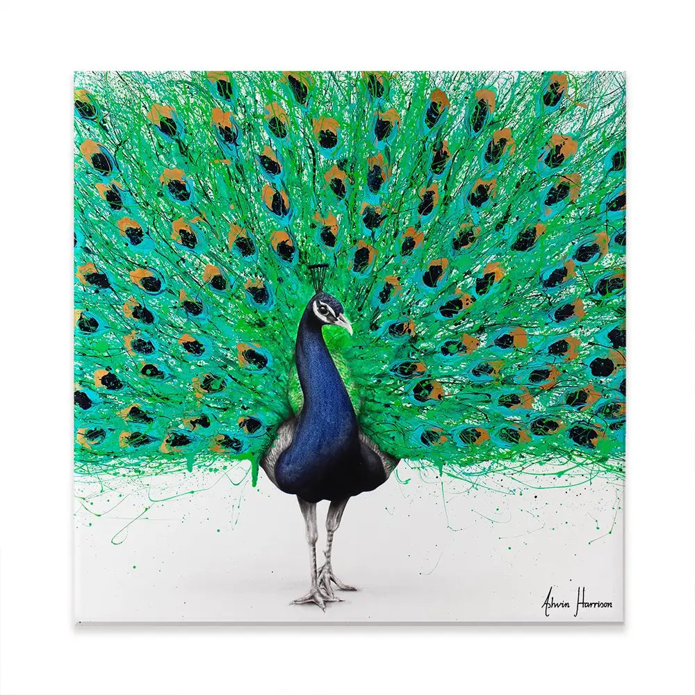 Proud Peacock Square Canvas Print Proud Peacock Square Canvas Print wall art product Ashvin Harrison